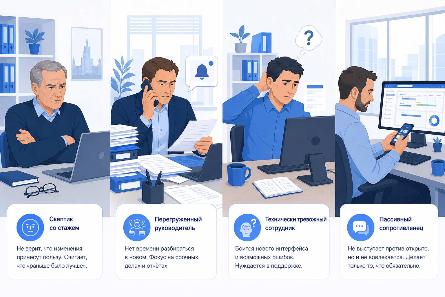 Четыре типа сопротивления при внедрении — и как с каждым работать