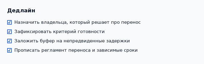 Четыре элемента управляемого дедлайна