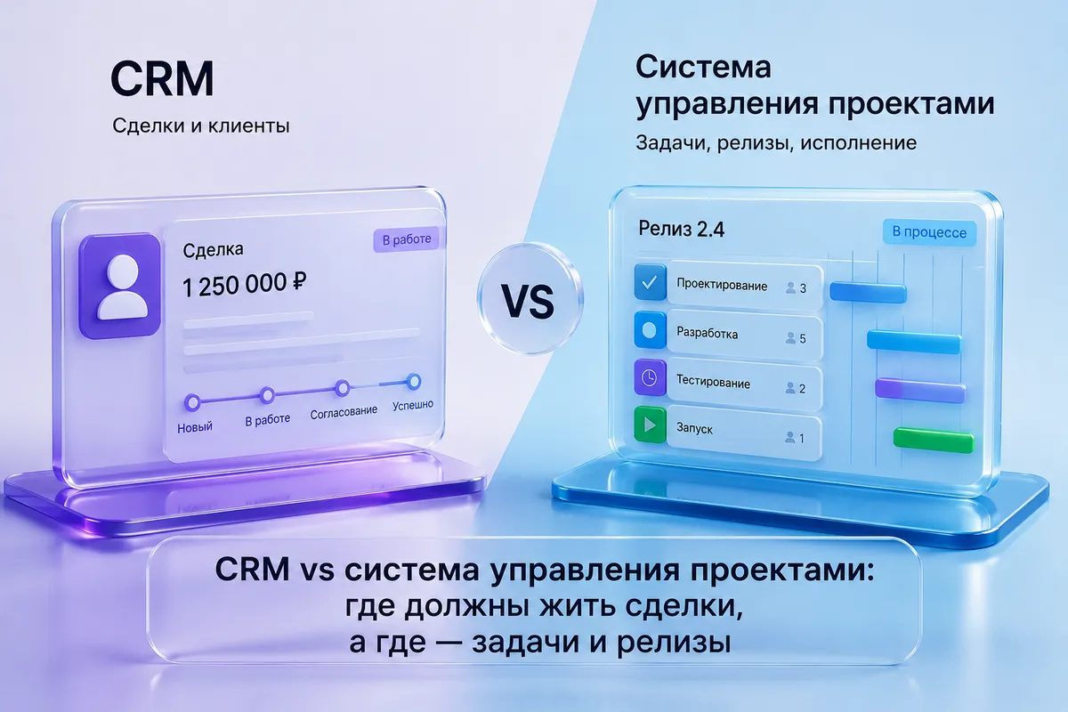 CRM vs система управления проектами: где должны жить сделки, а где — задачи и релизы
